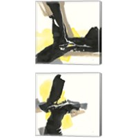 Framed 'Black and Yellow 2 Piece Canvas Print Set' border=