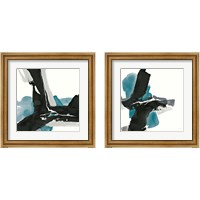 Framed 'Black and Teal 2 Piece Framed Art Print Set' border=