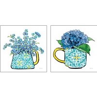 Framed 'Floral Teacups 2 Piece Art Print Set' border=