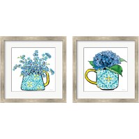 Framed 'Floral Teacups 2 Piece Framed Art Print Set' border=