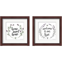 Framed 'Happy to Bee Home 2 Piece Framed Art Print Set' border=