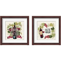 Framed 'Wine and Friends 2 Piece Framed Art Print Set' border=