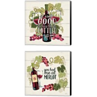Framed 'Wine and Friends 2 Piece Canvas Print Set' border=