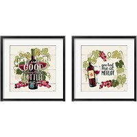 Framed 'Wine and Friends 2 Piece Framed Art Print Set' border=