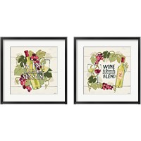 Framed 'Wine and Friends 2 Piece Framed Art Print Set' border=