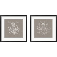 Framed 'Underwater Life Greige 2 Piece Framed Art Print Set' border=