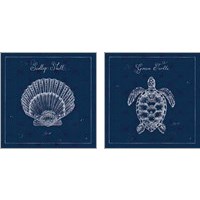 Framed 'Underwater Life Navy 2 Piece Art Print Set' border=