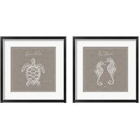 Framed 'Underwater Life Greige 2 Piece Framed Art Print Set' border=