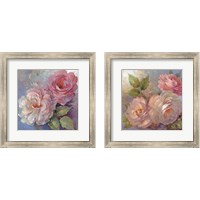 Framed 'Roses on Blue 2 Piece Framed Art Print Set' border=