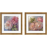 Framed 'Roses on Blue 2 Piece Framed Art Print Set' border=