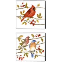 Framed 'Birds & Berries 2 Piece Canvas Print Set' border=