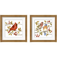 Framed 'Birds & Berries 2 Piece Framed Art Print Set' border=