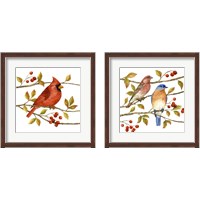 Framed 'Birds & Berries 2 Piece Framed Art Print Set' border=