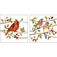Framed 'Birds & Berries 2 Piece Art Print Set' border=