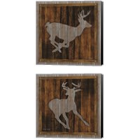 Framed 'Deer Running 2 Piece Canvas Print Set' border=