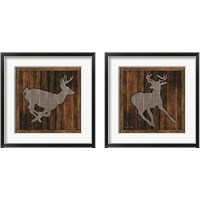 Framed 'Deer Running 2 Piece Framed Art Print Set' border=