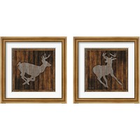 Framed 'Deer Running 2 Piece Framed Art Print Set' border=