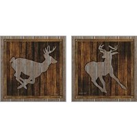 Framed 'Deer Running 2 Piece Art Print Set' border=