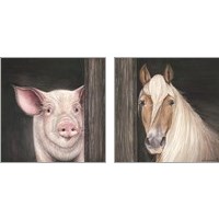 Framed 'Farm Animal 2 Piece Art Print Set' border=