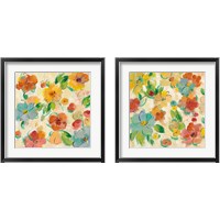 Framed 'Playful Floral Trio 2 Piece Framed Art Print Set' border=