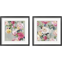 Framed 'Cascade of Roses 2 Piece Framed Art Print Set' border=