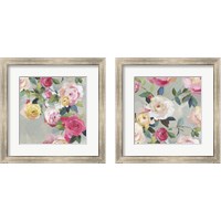 Framed 'Cascade of Roses 2 Piece Framed Art Print Set' border=