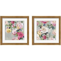 Framed 'Cascade of Roses 2 Piece Framed Art Print Set' border=