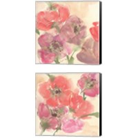 Framed 'Coral Blooms 2 Piece Canvas Print Set' border=