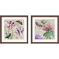 Framed 'Vintage Flowers 2 Piece Framed Art Print Set' border=