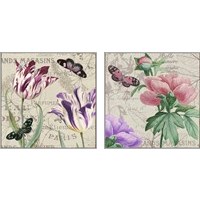 Framed 'Vintage Flowers 2 Piece Art Print Set' border=
