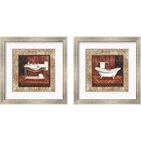 Framed 'Bordo Vintage Bathroom 2 Piece Framed Art Print Set' border=