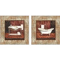 Framed 'Bordo Vintage Bathroom 2 Piece Art Print Set' border=