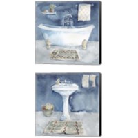 Framed 'Watercolor Bathroom 2 Piece Canvas Print Set' border=
