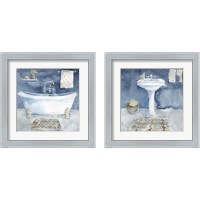 Framed 'Watercolor Bathroom 2 Piece Framed Art Print Set' border=