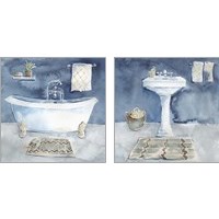 Framed 'Watercolor Bathroom 2 Piece Art Print Set' border=
