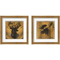 Framed 'Christmas Deer & Moose 2 Piece Framed Art Print Set' border=