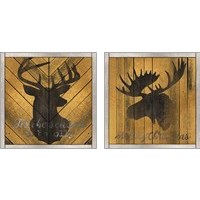 Framed Christmas Deer & Moose 2 Piece Art Print Set
