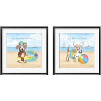 Framed 'Summer Paws 2 Piece Framed Art Print Set' border=