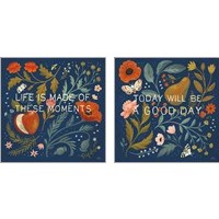 Framed 'Blue Botanical 2 Piece Art Print Set' border=