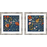 Framed 'Blue Botanical 2 Piece Framed Art Print Set' border=