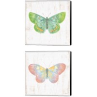 Framed 'White Barn Butterflies 2 Piece Canvas Print Set' border=