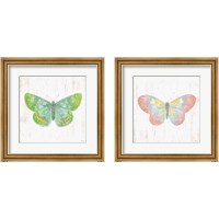 Framed 'White Barn Butterflies 2 Piece Framed Art Print Set' border=