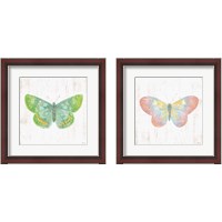 Framed 'White Barn Butterflies 2 Piece Framed Art Print Set' border=
