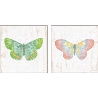 Framed 'White Barn Butterflies 2 Piece Art Print Set' border=