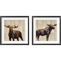 Framed 'Country Moose 2 Piece Framed Art Print Set' border=