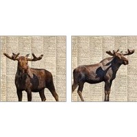 Framed 'Country Moose 2 Piece Art Print Set' border=