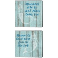 Framed 'Mermaid Saying 2 Piece Canvas Print Set' border=