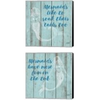Framed 'Mermaid Saying 2 Piece Canvas Print Set' border=