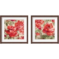 Framed 'Red Modern Peonies 2 Piece Framed Art Print Set' border=