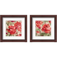 Framed Red Modern Peonies 2 Piece Framed Art Print Set